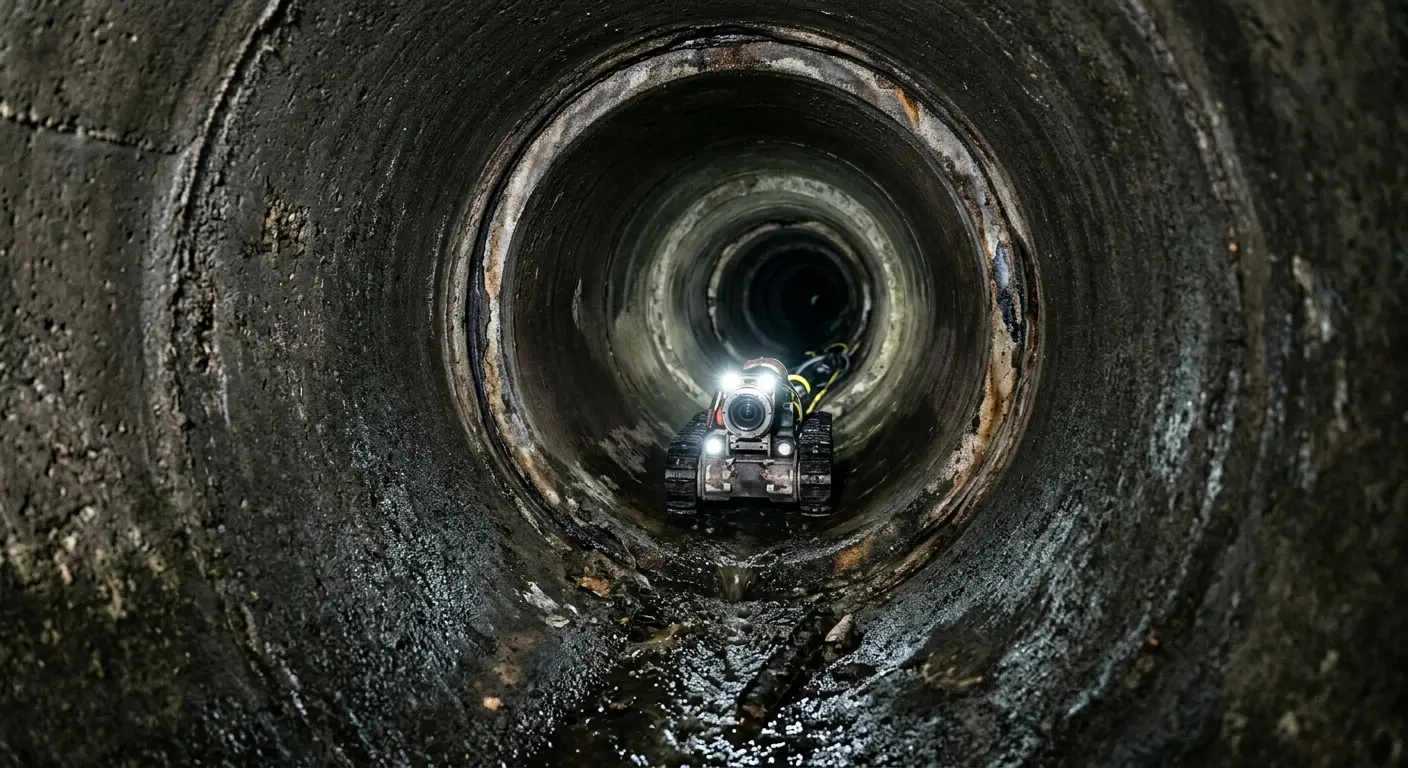 Robotic sewer camera inspecting pipe interior for Sewer Line Cleaning in Wellington